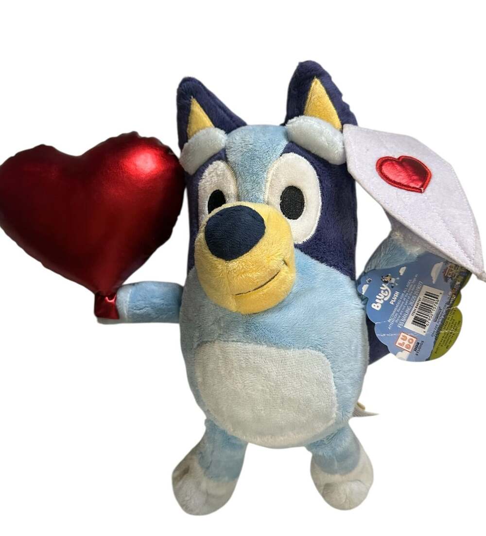 Bluey Valentine Plush Toy Holding Red Heart and Letter New with Tags